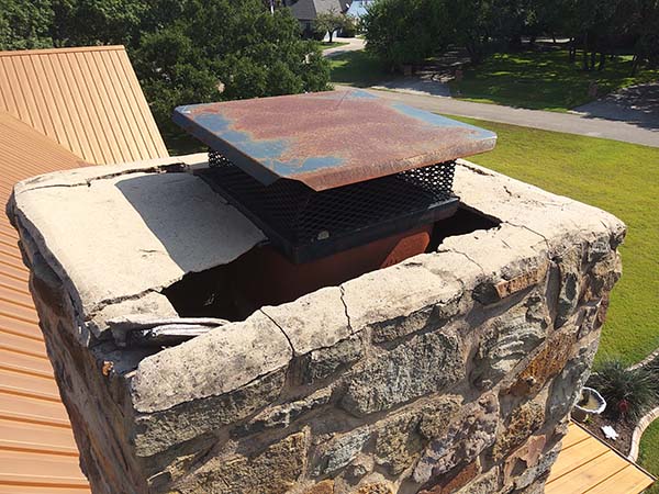 chimney with cracks in crown