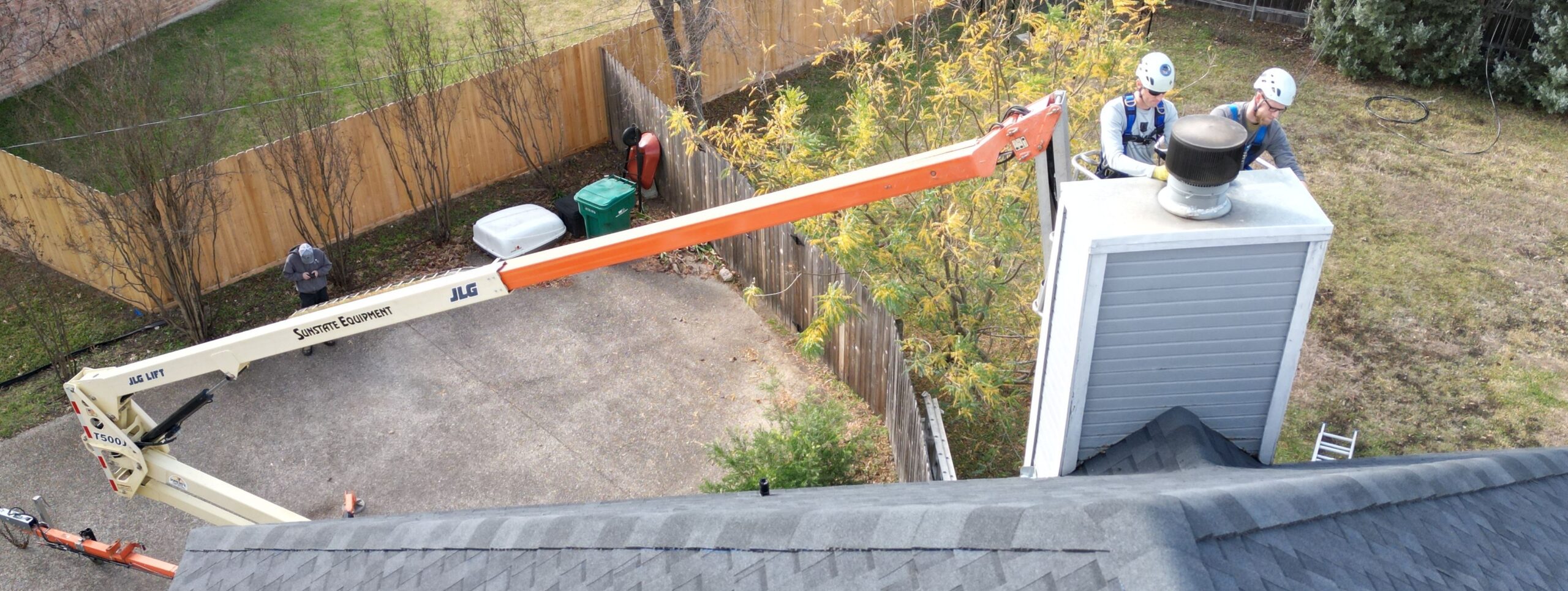 Chimney Service with professional lift equipment